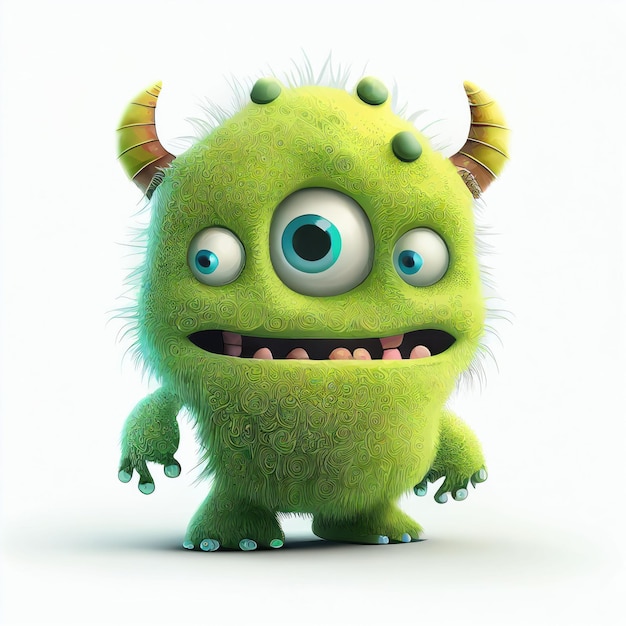 Photo illustration cartoon cute monsters on isolated background created with generative ai technology