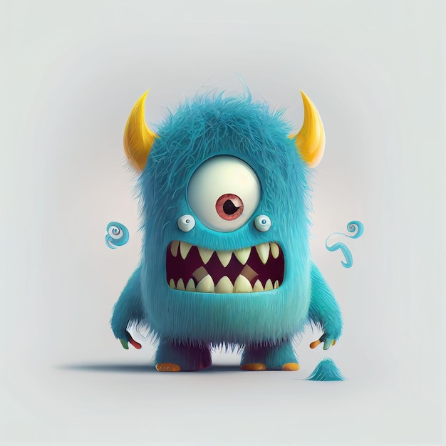 Illustration cartoon cute Monsters on isolated background Created with Generative AI technology