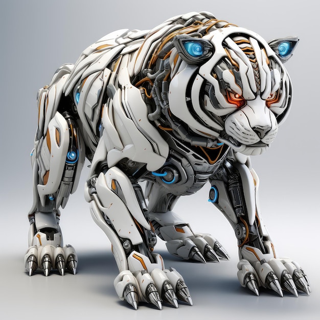 Foto illustrazione cartone animato cyberpunk tiger allure mania