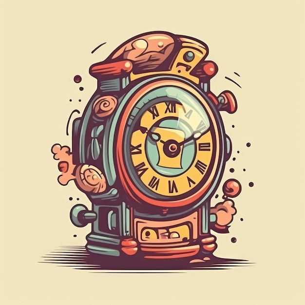 Illustration of a cartoon desktop clock