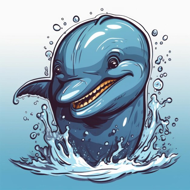 Illustration of a cartoon of a dolphin