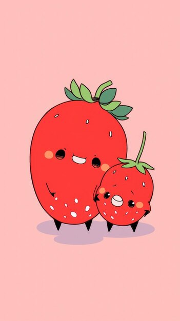 Photo illustration cartoon fruits in red