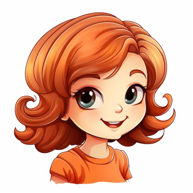 Photo an illustration of a cartoon girl with red hair