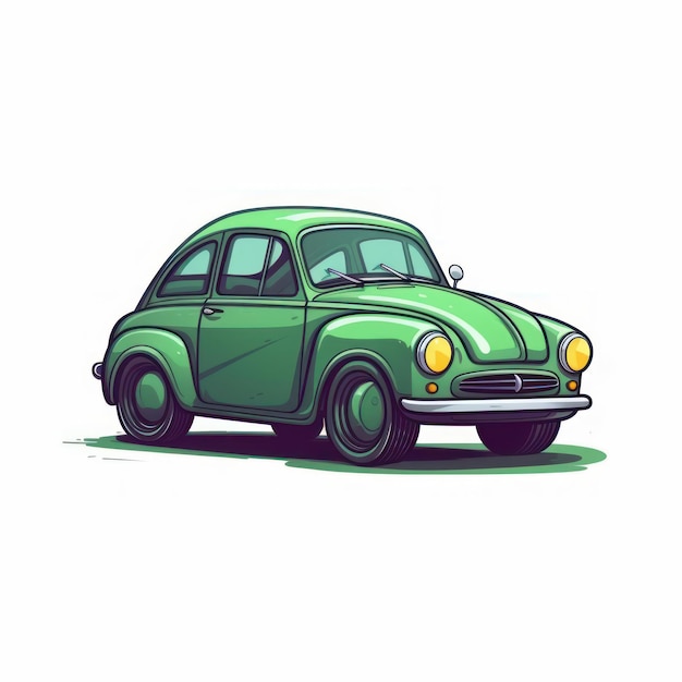 Illustration of a cartoon of a green car