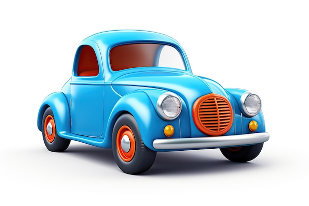 Photo illustration of cartoon retro car isolated on white background