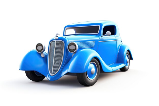 Illustration of cartoon retro car isolated on white background