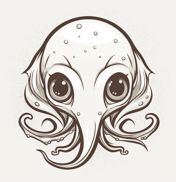 Photo illustration of a cartoon squid with a long nose and a large head generative ai