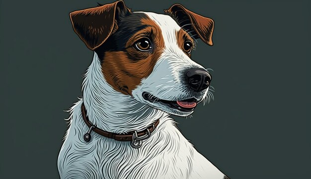 Illustration of Cartoon Style Jack Russell Terrier Generative AI