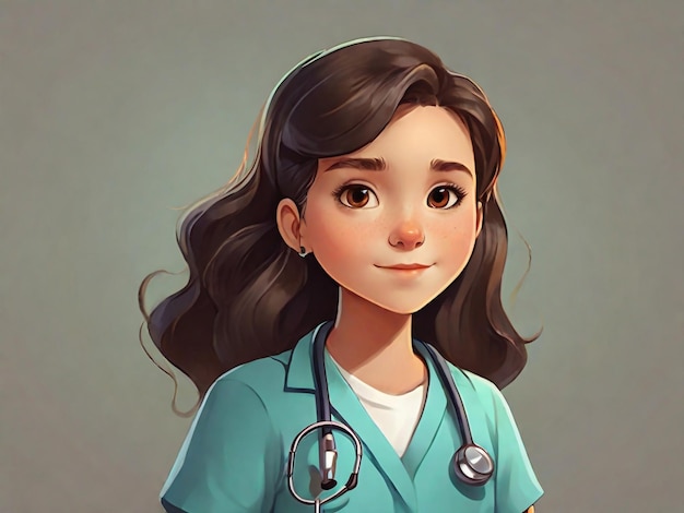 Photo illustration in cartoon style of portrait of a laboratory worker doctor scientist