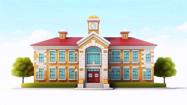 Illustration of a cartoon style school building