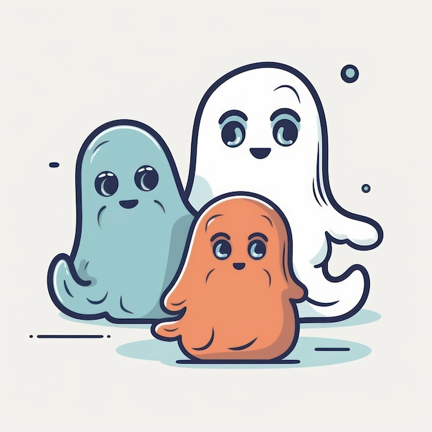 Illustration of a cartoon three ghosts
