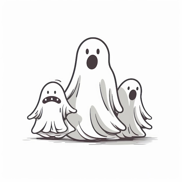 Illustration of a cartoon three ghosts