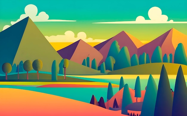 illustration of the cartoonish landscape ai generated