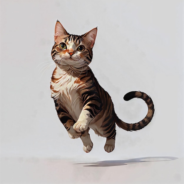 illustration of a cat running in isolated background cartoon