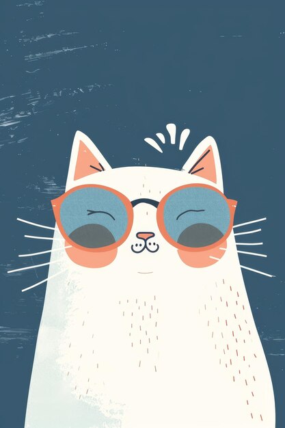 Photo an illustration of a cat wearing sunglasses