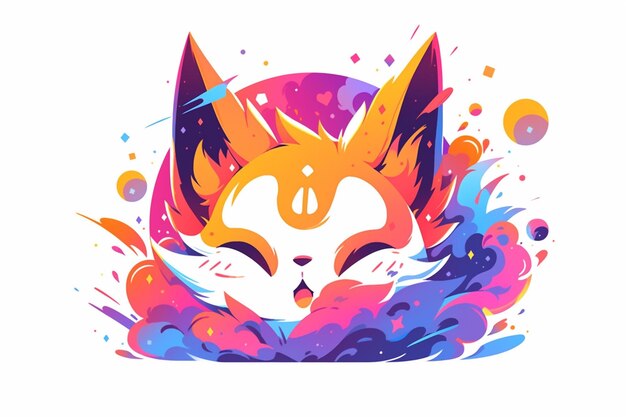 illustration of a cat with a colorful splash of paint generative ai