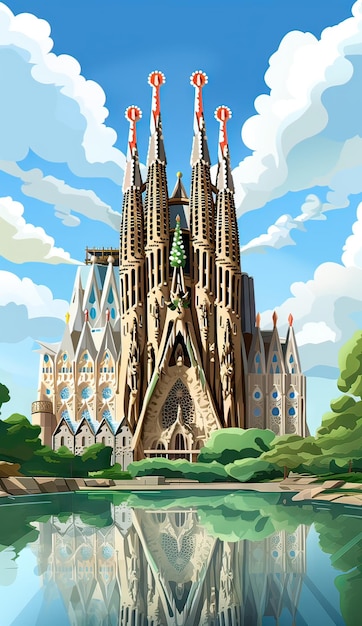 Premium AI Image | illustration of the cathedral of Barcelona sagrada ...