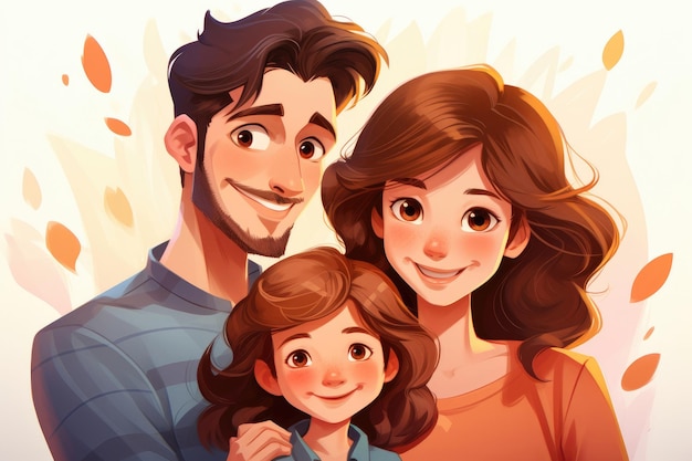 Illustration of a cheerful family