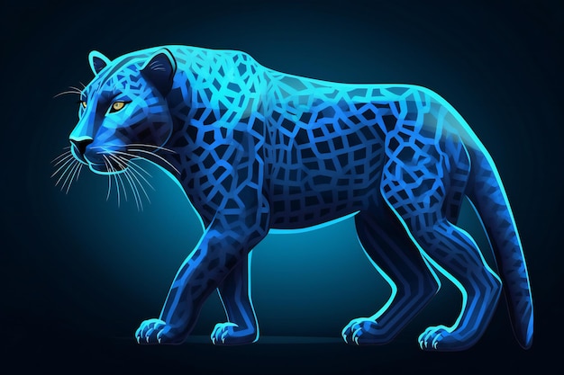 Photo illustration of a cheetah on a dark blue background