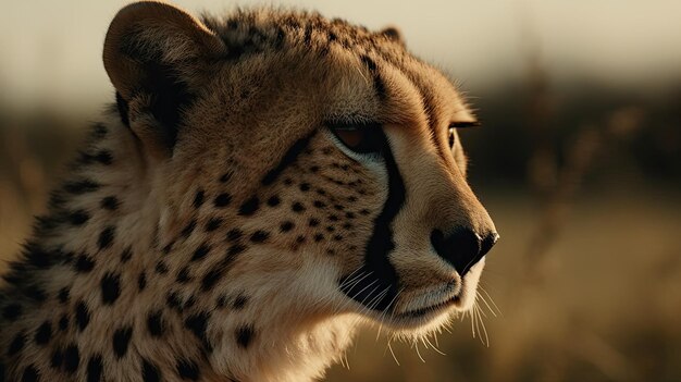 Illustration of a cheetah stalking its prey with its flock wildlife