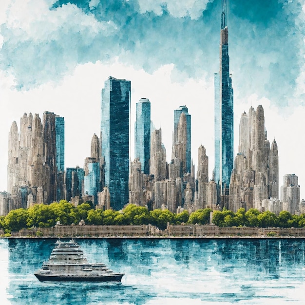 illustration of Chicago skyline pictures