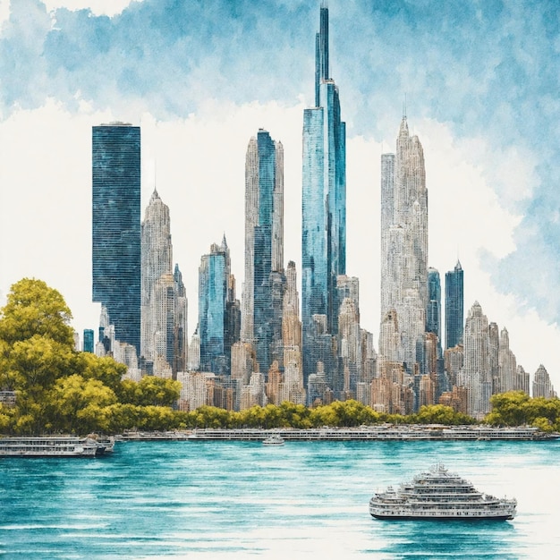 illustration of Chicago skyline pictures