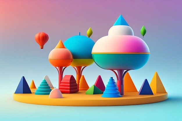 Illustration of a children's playground in 3 D style