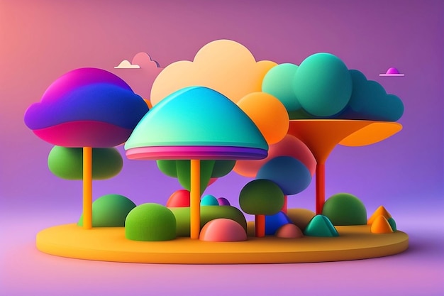 Illustration of a children's playground in 3 D style