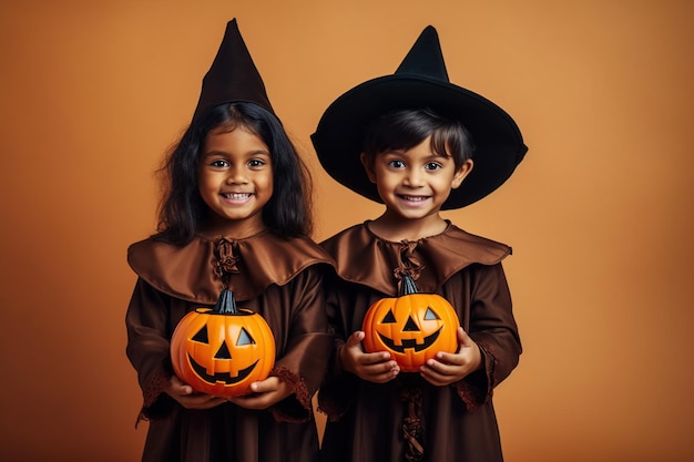 An illustration of children wearing a halloween costume AI Generated