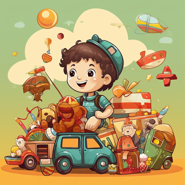 illustration of childrens day vector kids and toys kid stuffs wallpa Generative ai