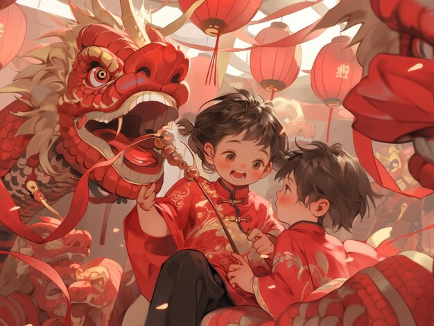 illustration Chinese New Year in red