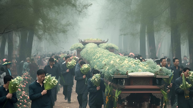 illustration Ching Ming Festival in green