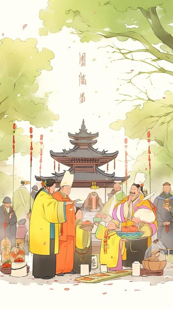 illustration Ching Ming Festival in yellow