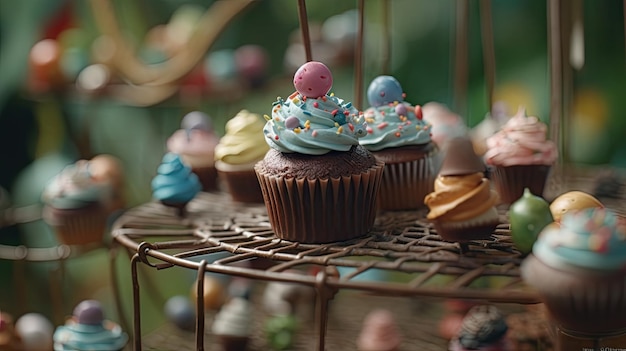 illustration of chocolate brownies in the form of unique objects