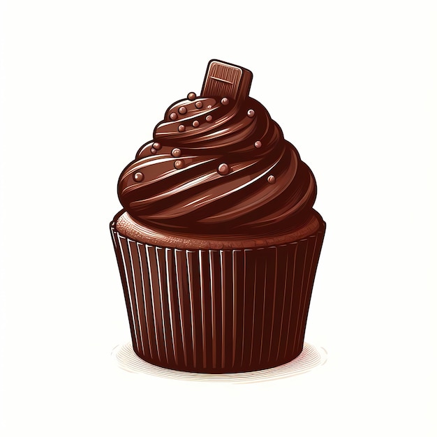 Illustration of a chocolate cupcake