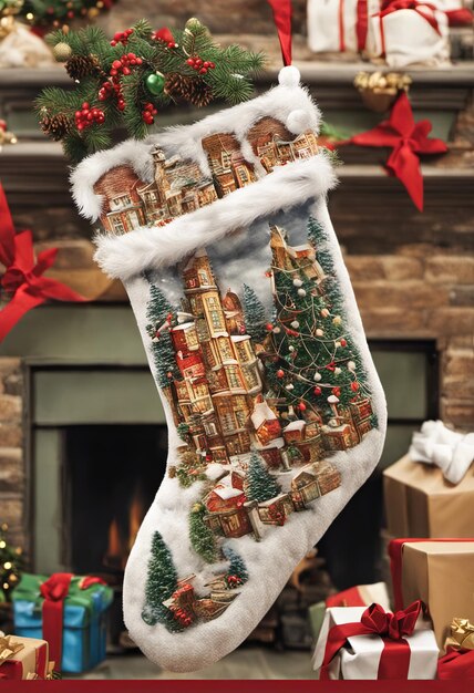 An Illustration of Christmas Stocking Filled With Gifts for Christmas Background