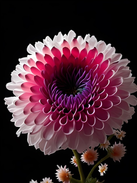 Illustration of a Chrysanthemum in black background Generative AI