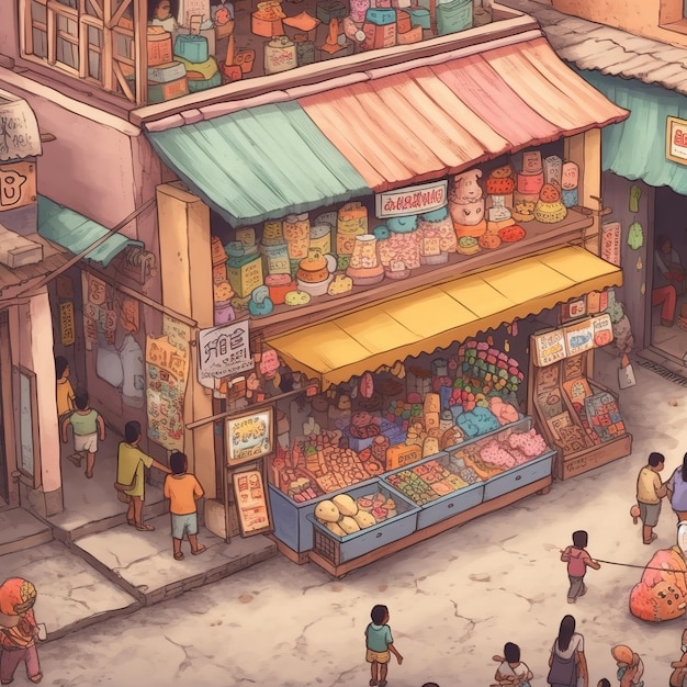 illustration of a city life