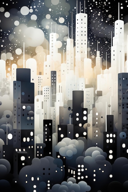 Photo an illustration of a city skyline of dots and blocks