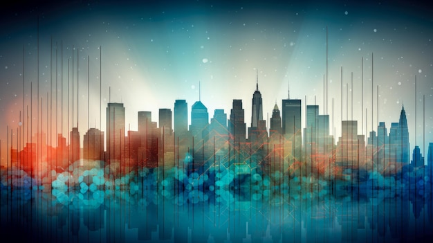 Photo illustration of a cityscape with skyscrapers in the background