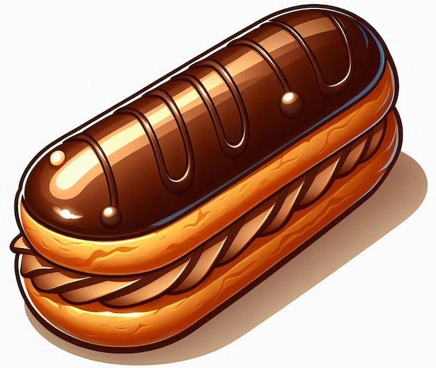 Illustration of a classic chocolate eclair clean simple