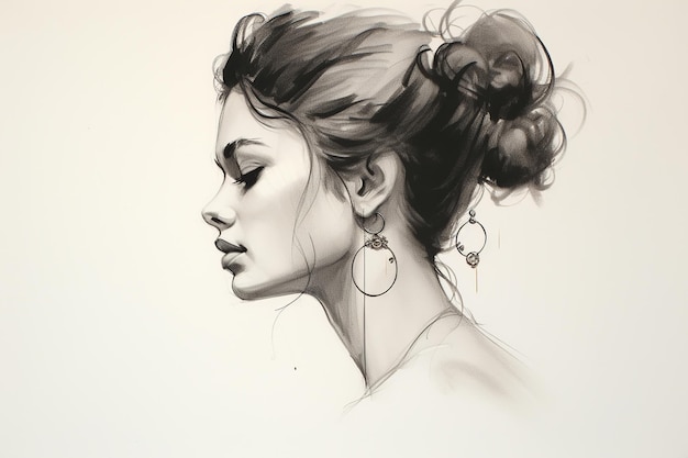 illustration of classy sketch of a womans face from the side with