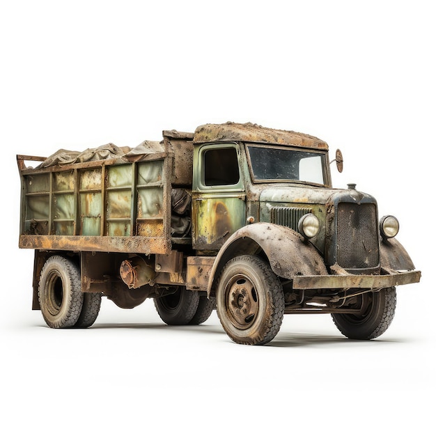 иллюстрация чистый ржавый угольный грузовик с моховой крышкой