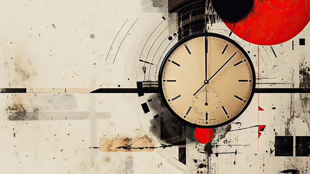 illustration of a clock collage abstract