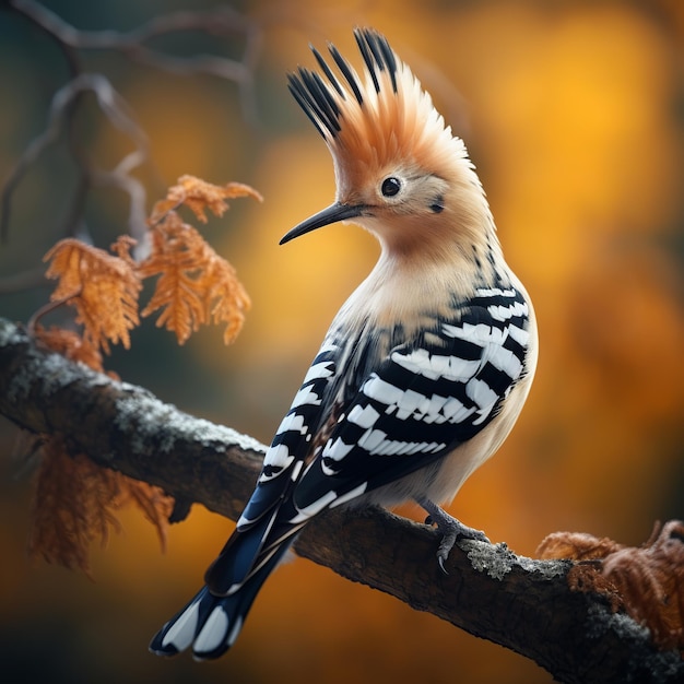 illustration of a close up of a hoopoe on a branch a digital renderi