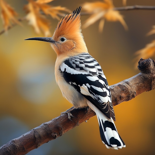 illustration of a close up of a hoopoe on a branch a digital renderi