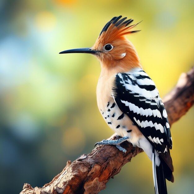 Photo illustration of a close up of a hoopoe on a branch a digital renderi