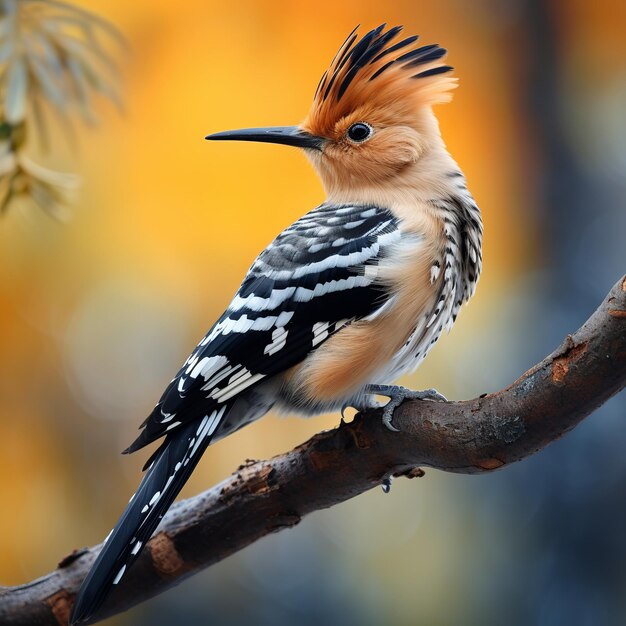 Photo illustration of a close up of a hoopoe on a branch a digital renderi