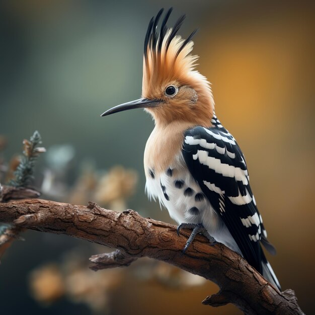 illustration of a close up of a hoopoe on a branch a digital renderi