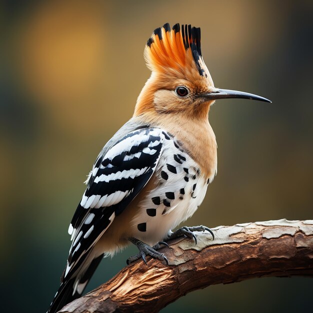 Photo illustration of a close up of a hoopoe on a branch a digital renderi